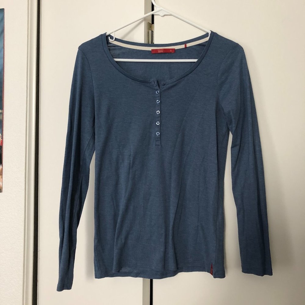Edc by Esprit long sleeve blue t-shirt
